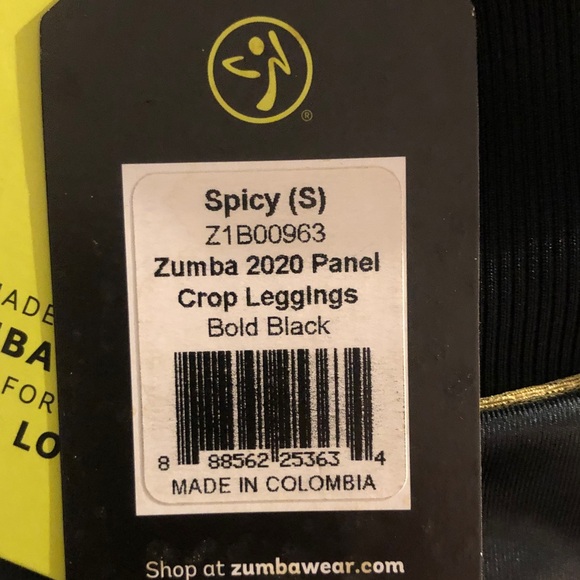 Zumba Fitness Black Leggings with Gold Trim - Picture 3 of 5